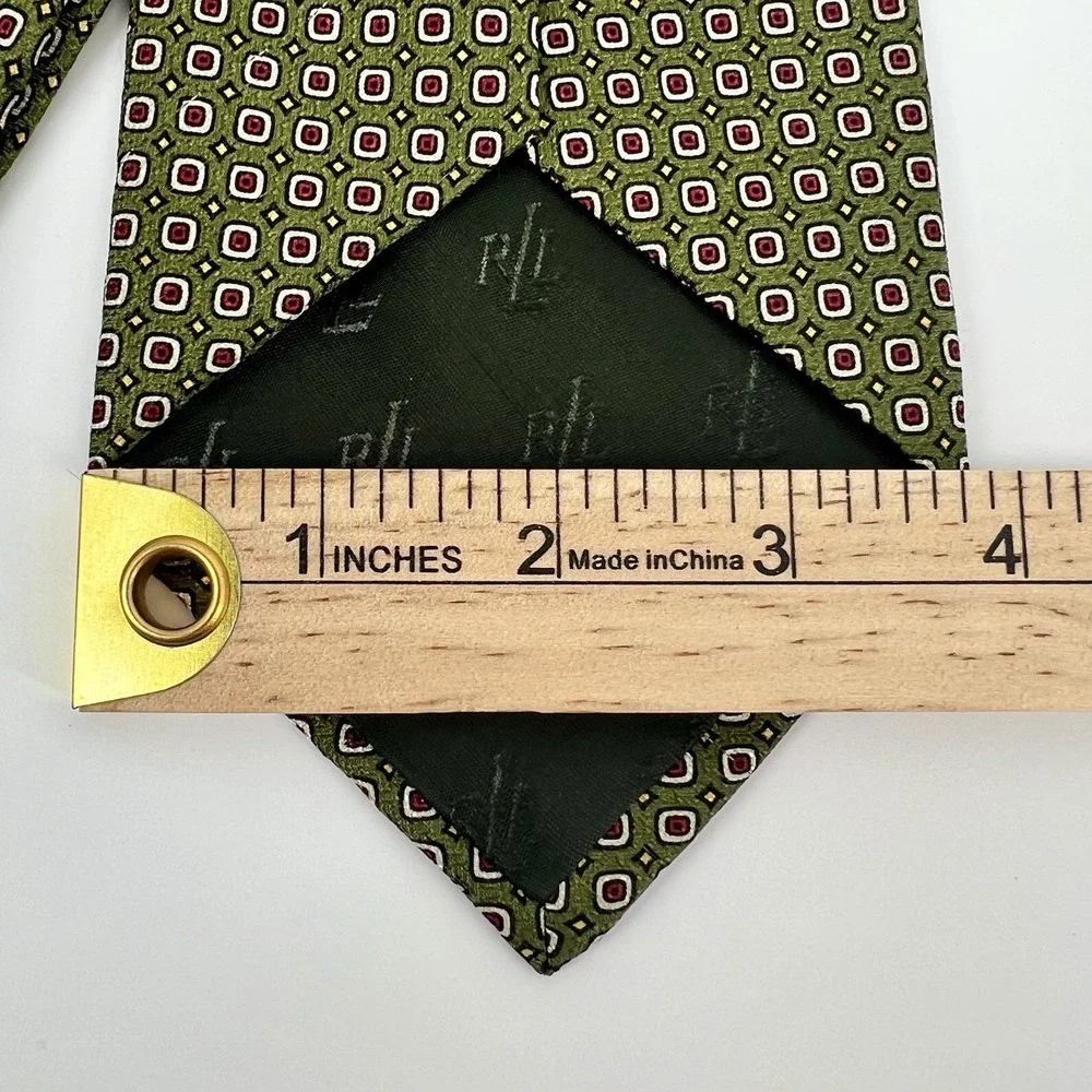 Lauren Ralph Lauren Men's Woven Silk Tie Green Necktie